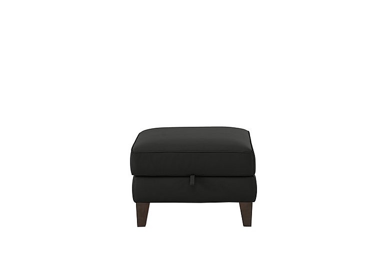 Brondby NC Leather Storage Footstool - Black