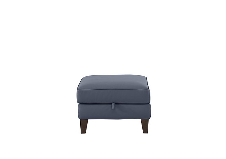 Brondby NC Leather Storage Footstool - NC Ocean Blue