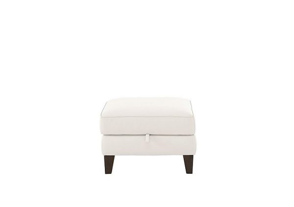 Brondby NC Leather Storage Footstool  NC Star White | Bed Sava