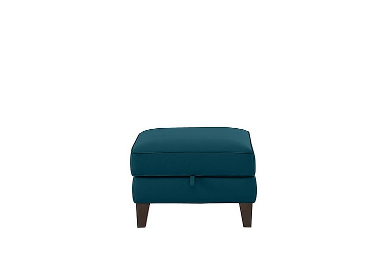 World of Leather - Brondby NC Leather Storage Footstool - Carribean Sea