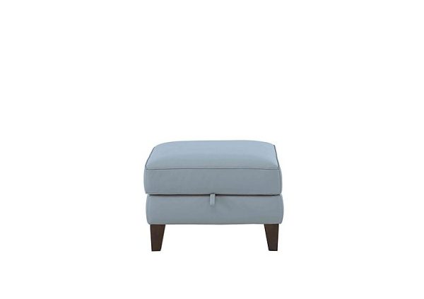 Brondby NC Leather Storage Footstool  Pearl Blue | Bed Sava