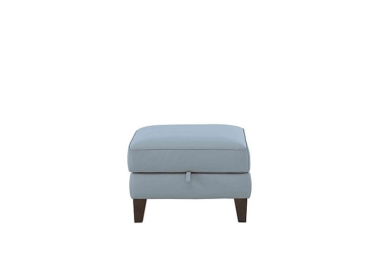 Brondby NC Leather Storage Footstool - Pearl Blue