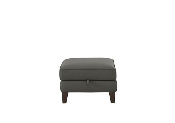 Brondby NC Leather Storage Footstool  Charcoal Grey | Bed Sava