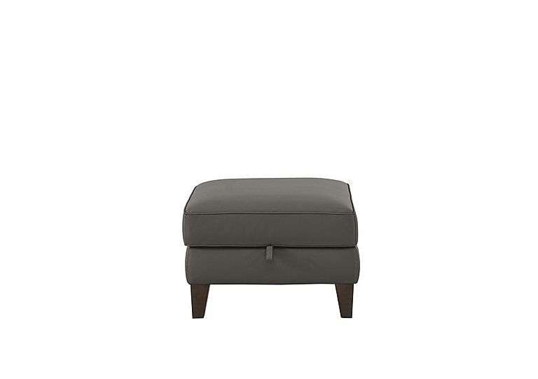 Brondby NC Leather Storage Footstool - Charcoal Grey