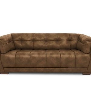 At The Helm  Cartier Leather 3 Seater Sofa with Walnut Feet | Bed Sava