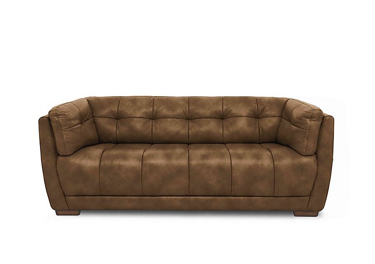 At The Helm - Cartier Leather 3 Seater Sofa with Walnut Feet