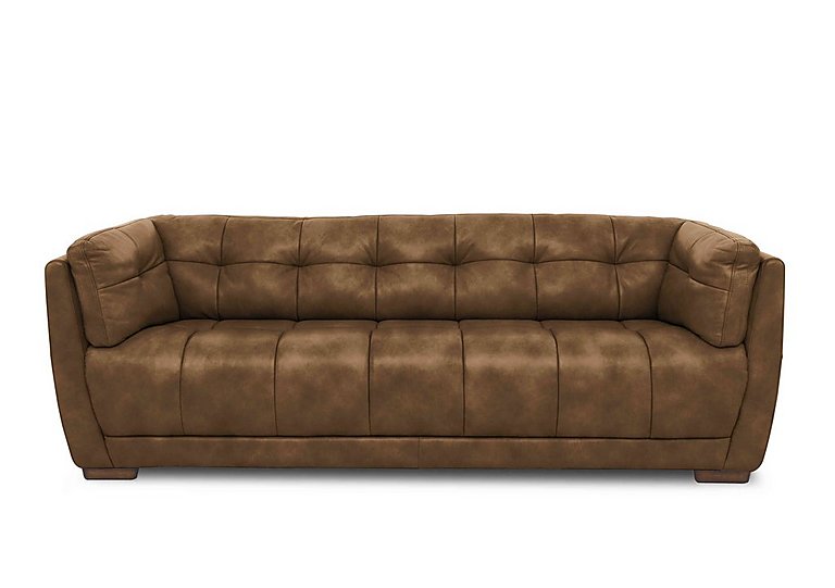 At The Helm - Cartier Leather 4 Seater Sofa with Walnut Feet