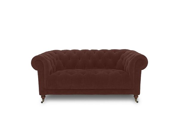 Columbus Fabric 2 Seater Sofa with Castors  Manhattan Burnt Sienna | Bed Sava