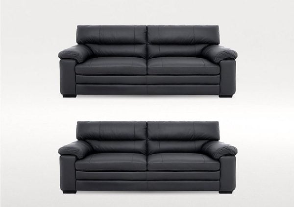 Cozee Two 3 Seater Leather Sofas Set  Shale Grey | Bed Sava