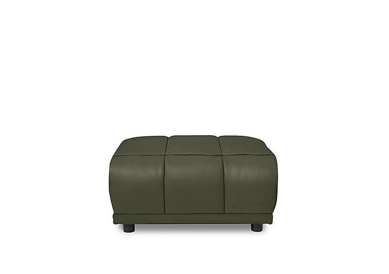 Cube Leather Large Footstool - Oslo Pine