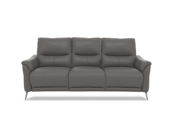Daytona 3 Seater Leather Power Recliner Sofa with Bluetooth Speaker  Elephant | Bed Sava