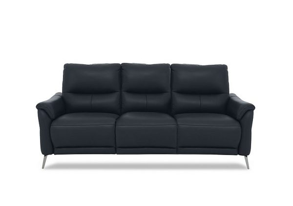 Daytona 3 Seater Leather Power Recliner Sofa with Bluetooth Speaker  Navy | Bed Sava
