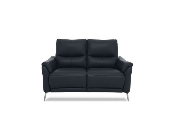 Daytona 2 Seater Leather Power Recliner Sofa with Bluetooth Speaker  Navy | Bed Sava