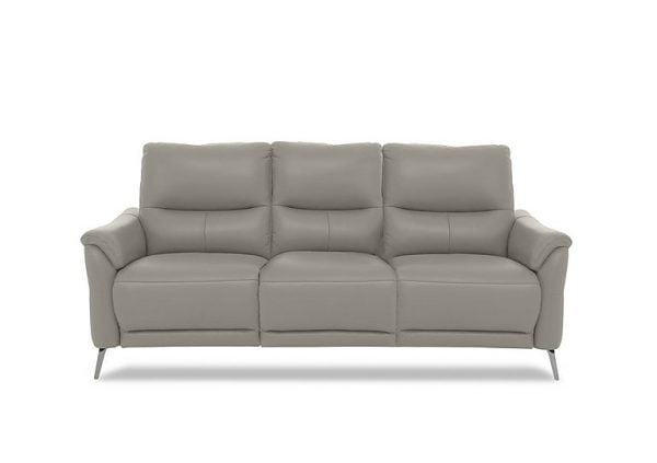 Daytona 3 Seater Leather Power Recliner Sofa with Bluetooth Speaker  New Grey | Bed Sava