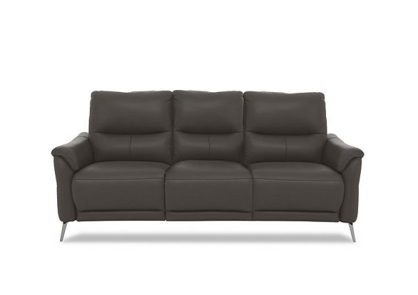 Daytona 3 Seater Leather Power Recliner Sofa with Bluetooth Speaker  Storm | Bed Sava