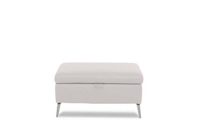 Daytona Leather Storage Footstool - Cotton