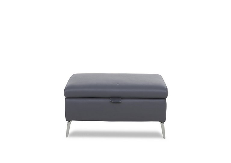 Daytona Leather Storage Footstool - Lavender Grey
