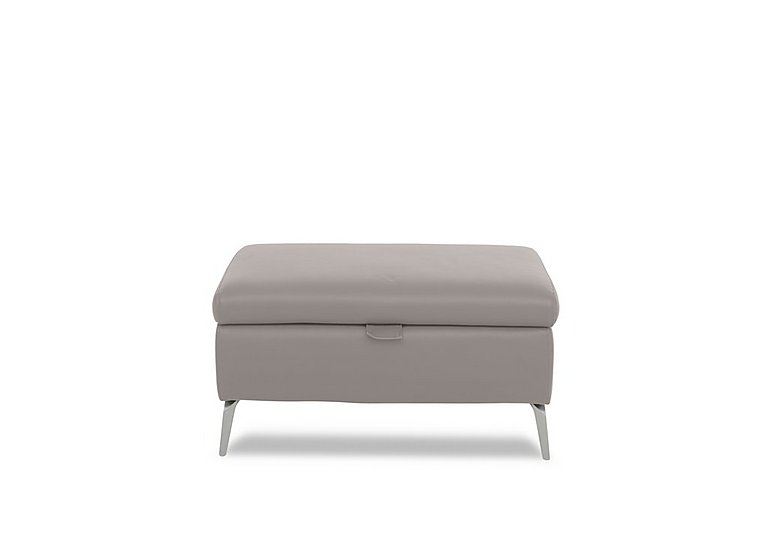 Daytona Leather Storage Footstool - Lead Grey