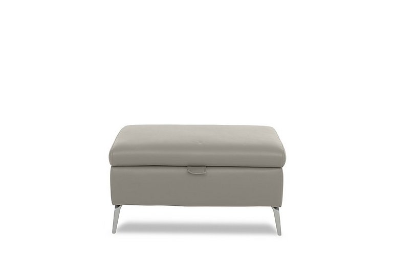 Daytona Leather Storage Footstool - New Grey