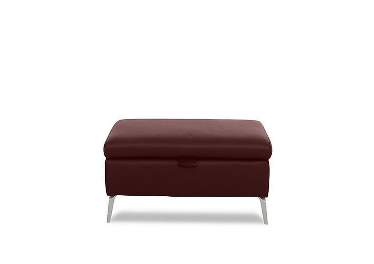 Daytona Leather Storage Footstool - Ruby