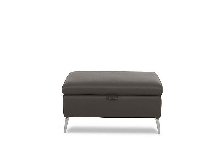 Daytona Leather Storage Footstool - Storm