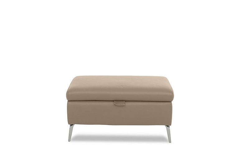 Daytona Leather Storage Footstool - Barley