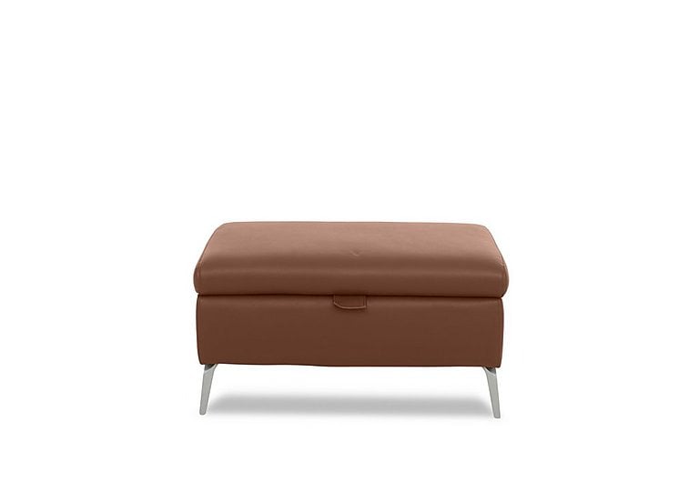 Daytona Leather Storage Footstool - Butterscotch
