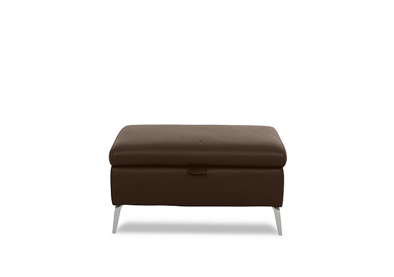 Daytona Leather Storage Footstool - Chocolate