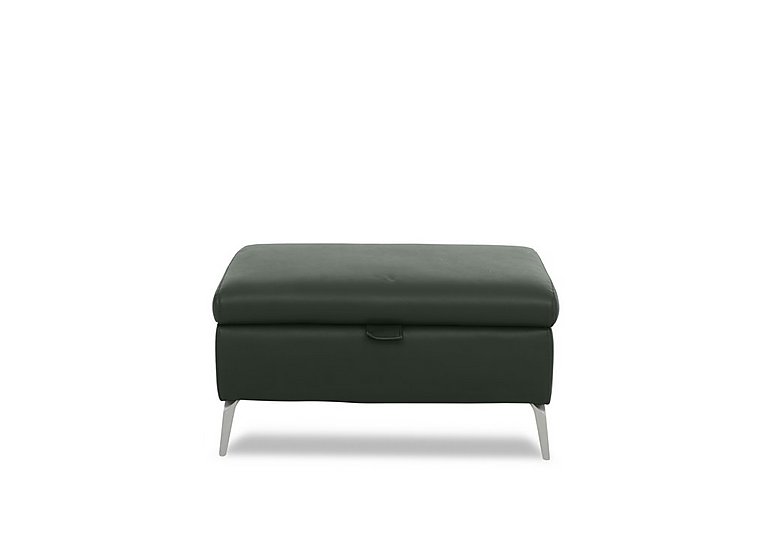 Daytona Leather Storage Footstool - Oslo Pine