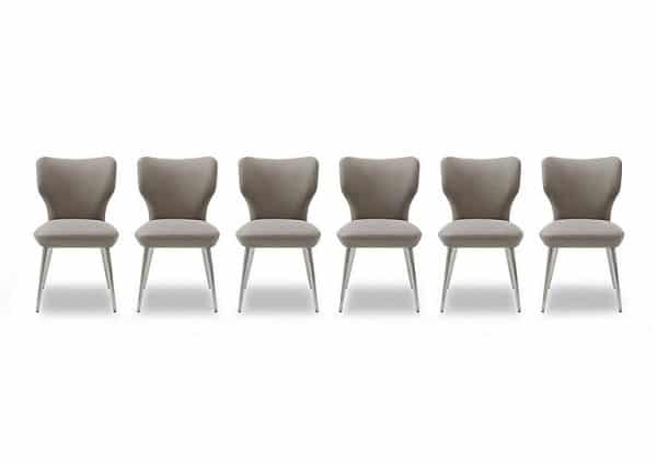 Elegante Set of 6 Dining Chairs  Taupe | Bed Sava