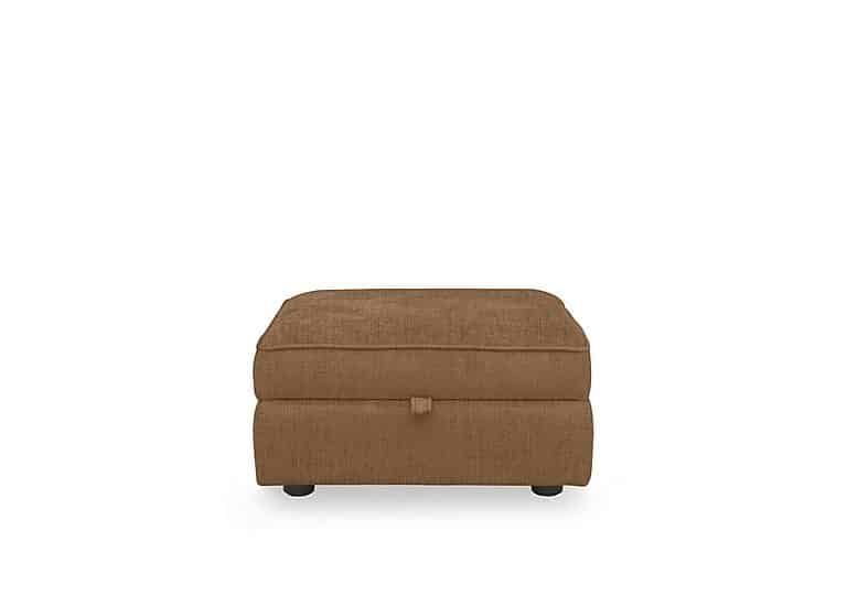Hedingham Small Storage Footstool in Plain Fabric - Caramel Thaxted Chenille Plain
