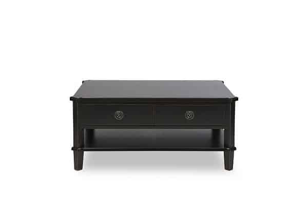 Laura Ashley  Henshaw 2 Drawer Coffee Table  Black Legs | Bed Sava