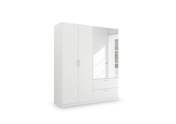 Rauch  Impulse 181cm 4 Door Combi Wardrobe with 2 Mirror Doors  Alpine White | Bed Sava