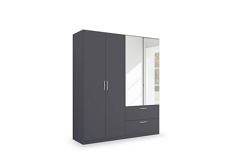 Rauch - Impulse 181cm 4 Door Combi Wardrobe with 2 Mirror Doors - Metallic Grey