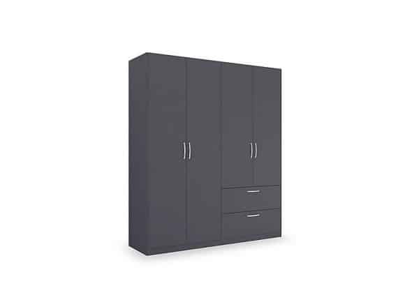 Rauch  Impulse 181cm 4 Door Combi Décor Wardrobe  Metallic Grey | Bed Sava