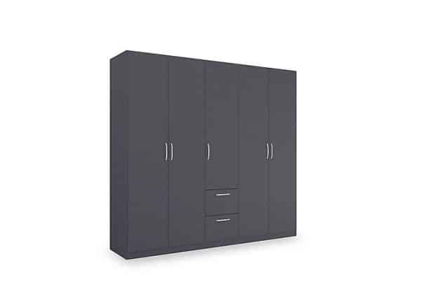 Rauch  Impulse 226cm 5 Door Combi Décor Wardrobe  Metallic Grey | Bed Sava