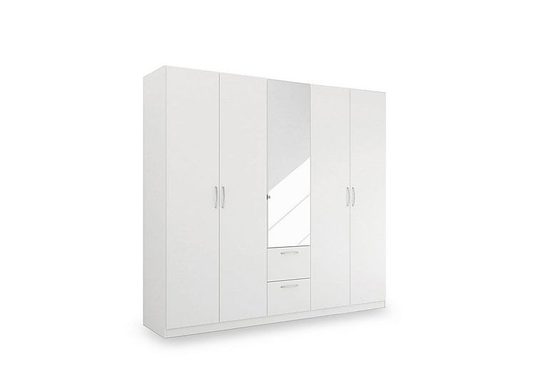 Rauch - Impulse 226cm 5 Door Combi Wardrobe with Mirror Door - Alpine White