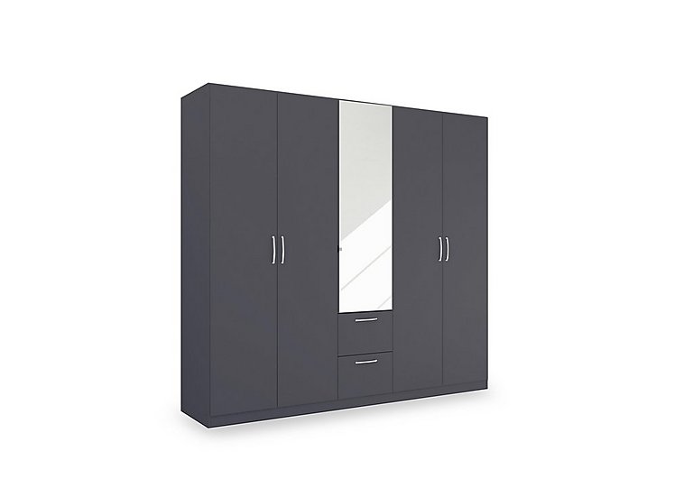 Rauch - Impulse 226cm 5 Door Combi Wardrobe with Mirror Door - Metallic Grey