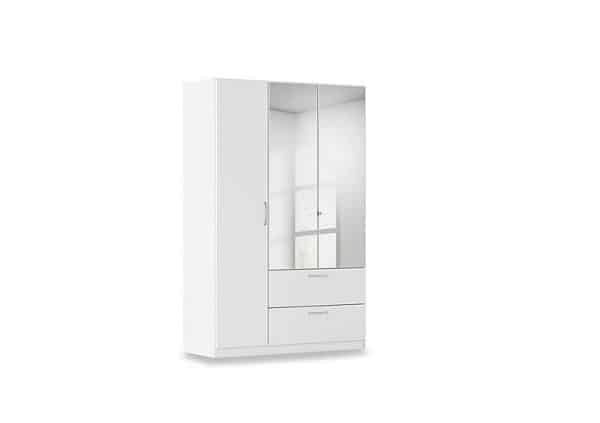 Rauch  Impulse 136cm 3 Door Combi Wardrobe with 2 Mirror Doors  Alpine White | Bed Sava