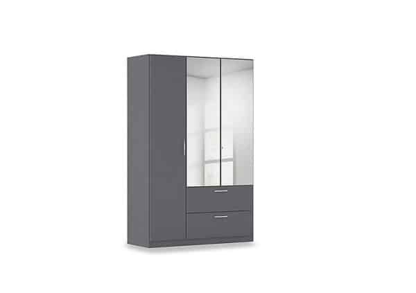 Rauch  Impulse 136cm 3 Door Combi Wardrobe with 2 Mirror Doors  Metallic Grey | Bed Sava