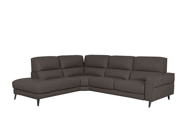 Axel Fabric Left Hand Facing Chaise End Power Recliner Sofa  Dark Grey | Bed Sava