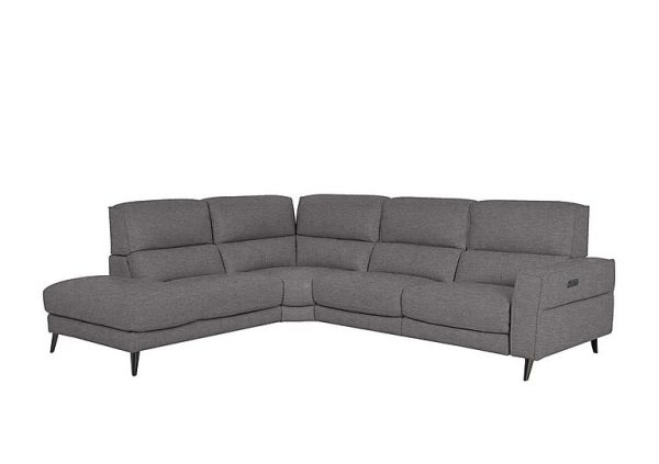 Axel Fabric Left Hand Facing Chaise End Power Recliner Sofa  Charcoal Gray | Bed Sava