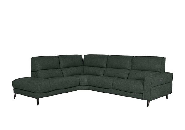 Axel Fabric Left Hand Facing Chaise End Power Recliner Sofa  Moss Green | Bed Sava
