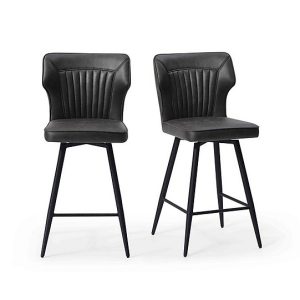 Aydin Pair of Swivel Bar Stools  Dark Grey | Bed Sava