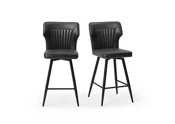 Aydin Pair of Swivel Bar Stools  Dark Grey | Bed Sava