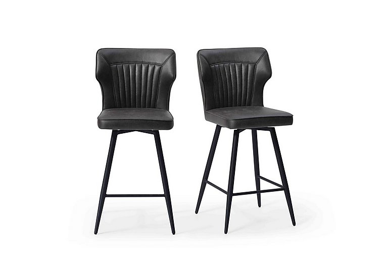 Aydin Pair of Swivel Bar Stools - Dark Grey