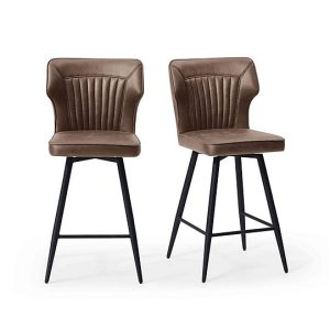 Aydin Pair of Swivel Bar Stools  Light Brown | Bed Sava