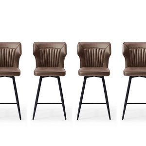 Aydin Set of 4 Swivel Bar Stools  Light Brown | Bed Sava