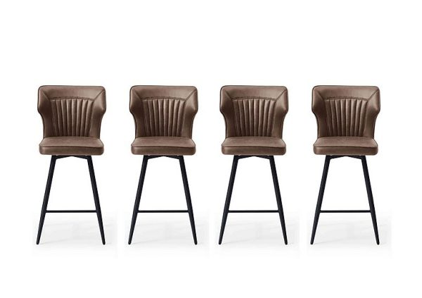 Aydin Set of 4 Swivel Bar Stools  Light Brown | Bed Sava