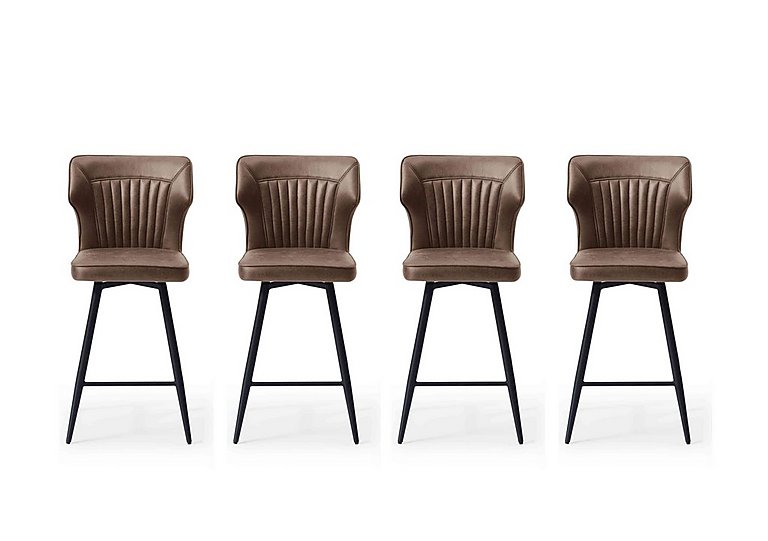Aydin Set of 4 Swivel Bar Stools - Light Brown